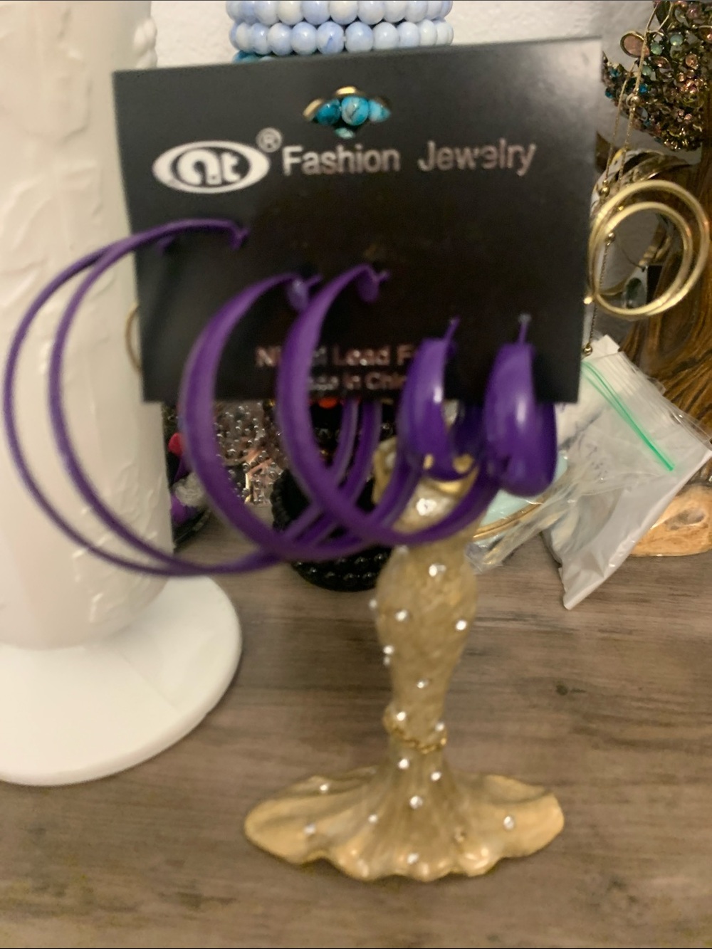 Fashion Jewelry Purple Hoop Earring Set